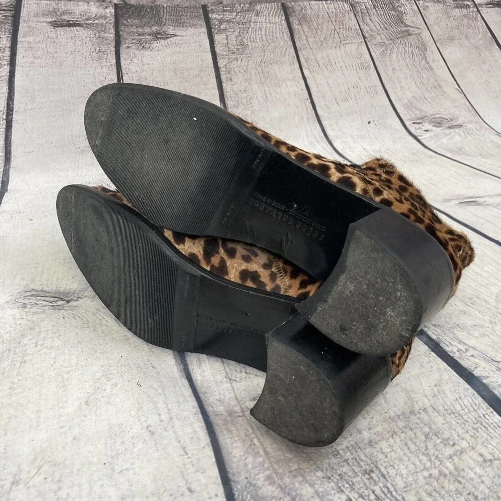 Freda Salvador Ace Bootie Women's Size 7 Lace Up Combat‎ Boots Cheetah Haircalf